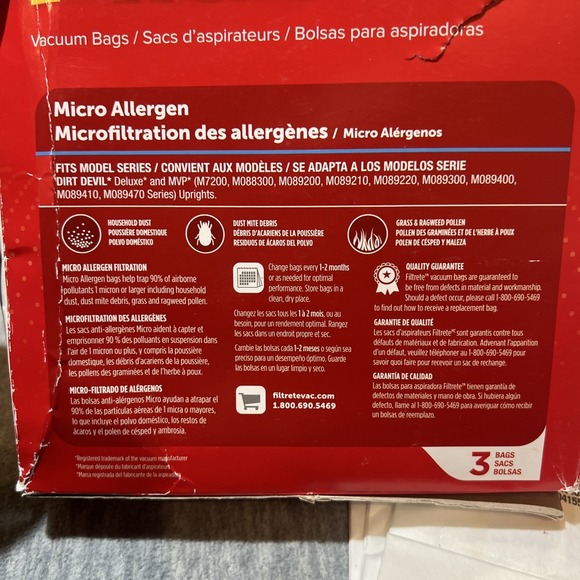 3M Filtrete Dirt Devil C Micro Allergen Vacuum Bags 3 Pk Dust Pollen Mites New - Picture 6 of 11